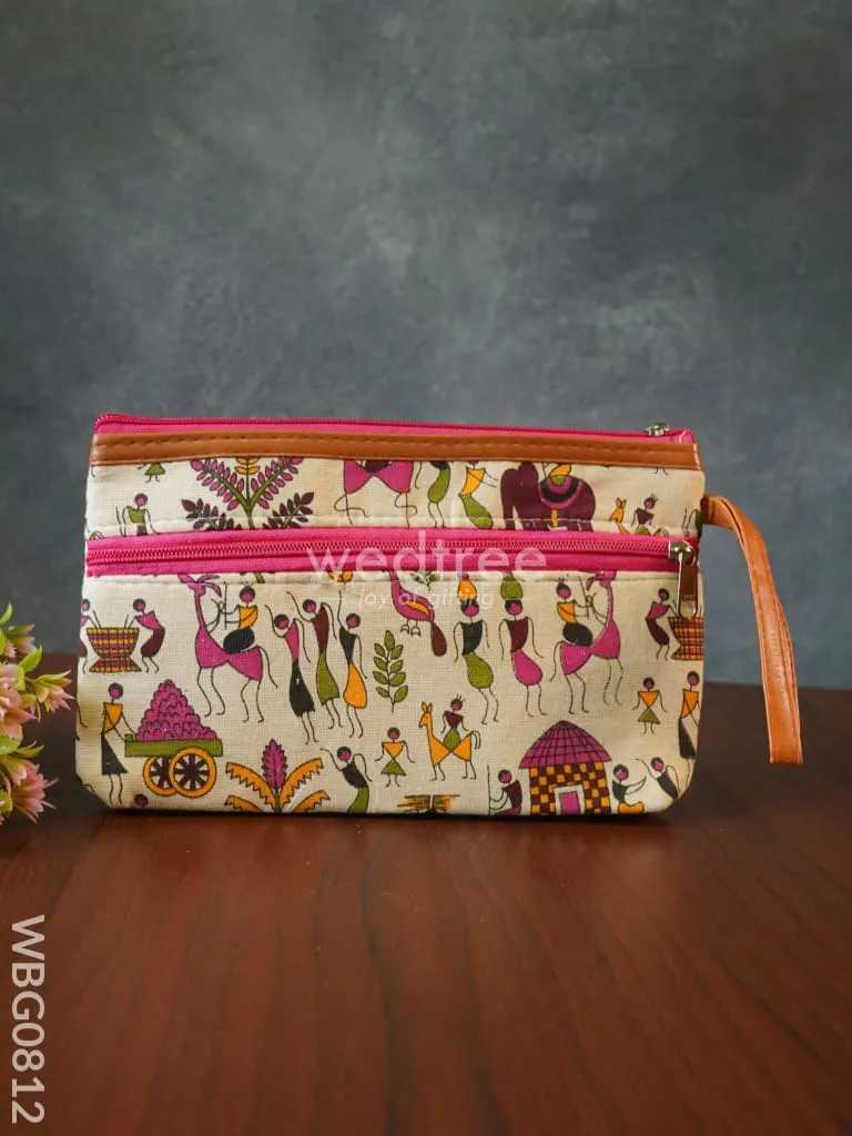 Warli Printed Purse with Zipper - WBG0812