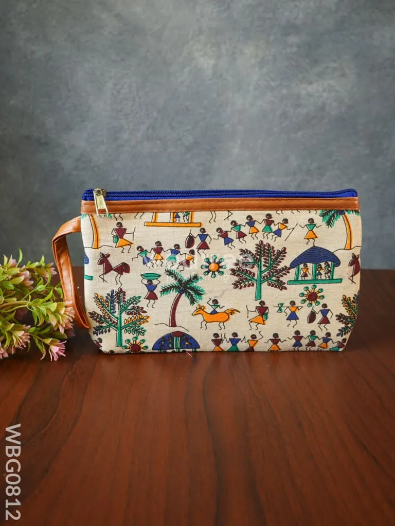 Warli Printed Purse with Zipper - WBG0812