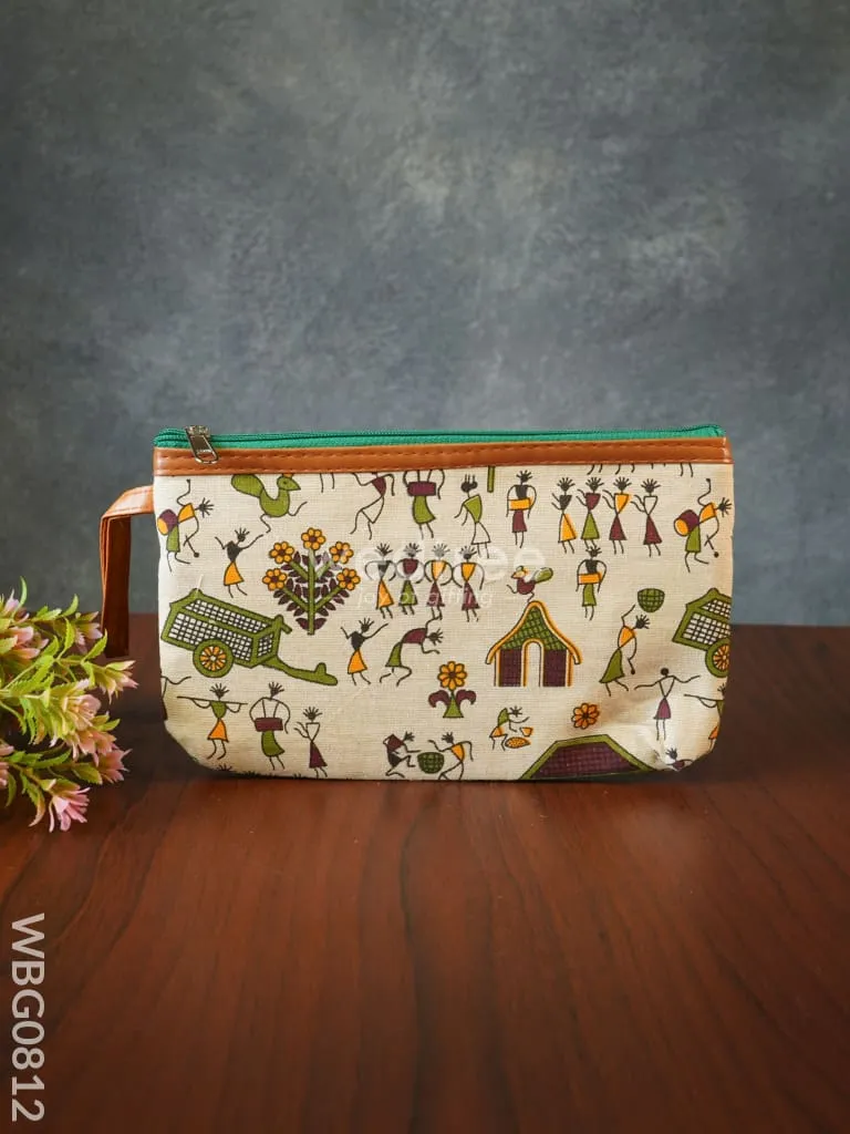 Warli Printed Purse with Zipper - WBG0812