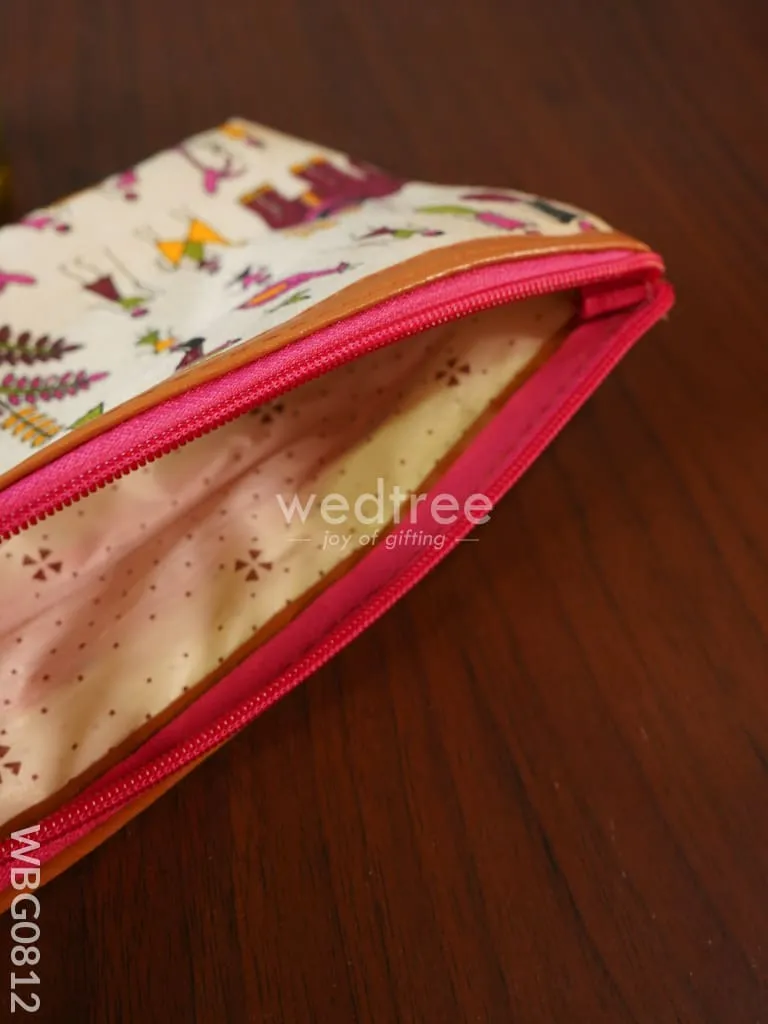 Warli Printed Purse with Zipper - WBG0812