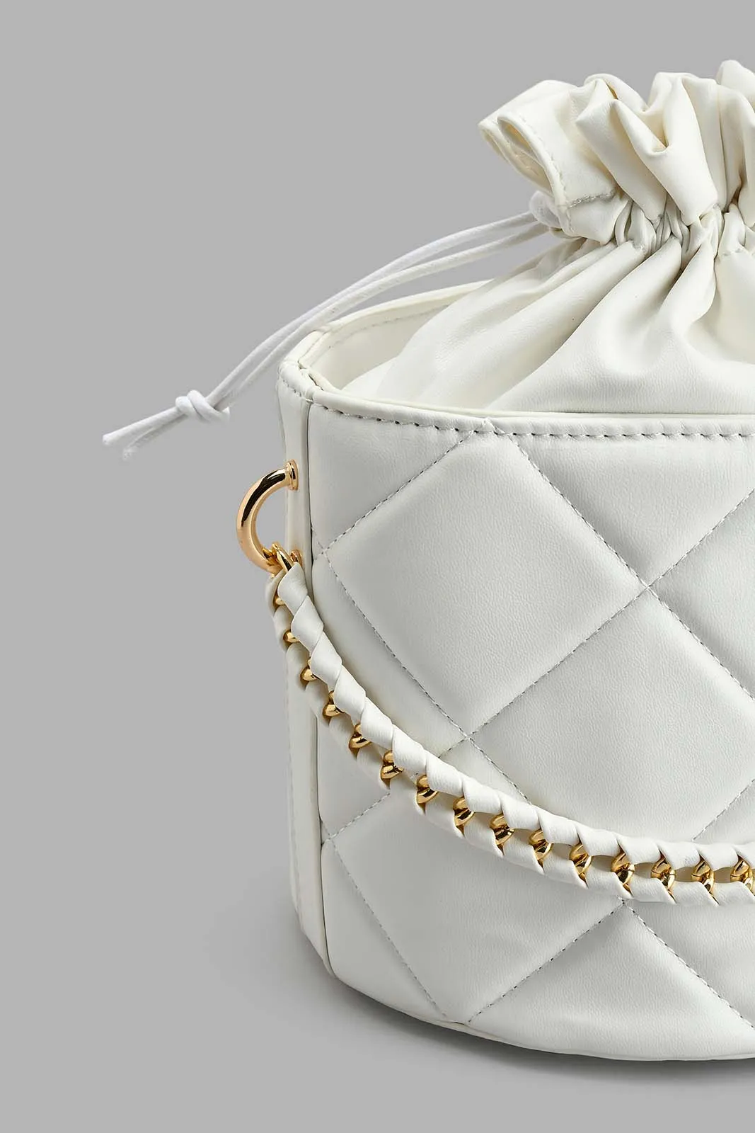 White Bucket Quilted Day Bag