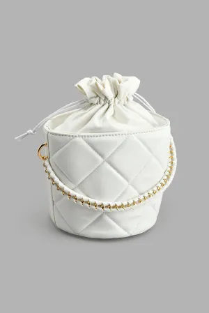 White Bucket Quilted Day Bag