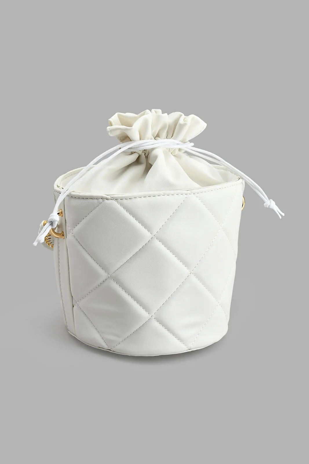 White Bucket Quilted Day Bag