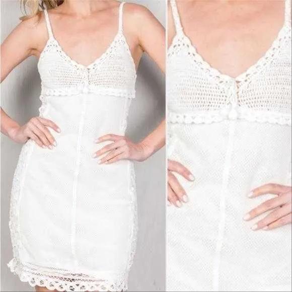 White Lace Crochet Dress