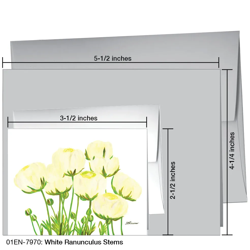 White Ranunculus Stems, Greeting Card (7970)