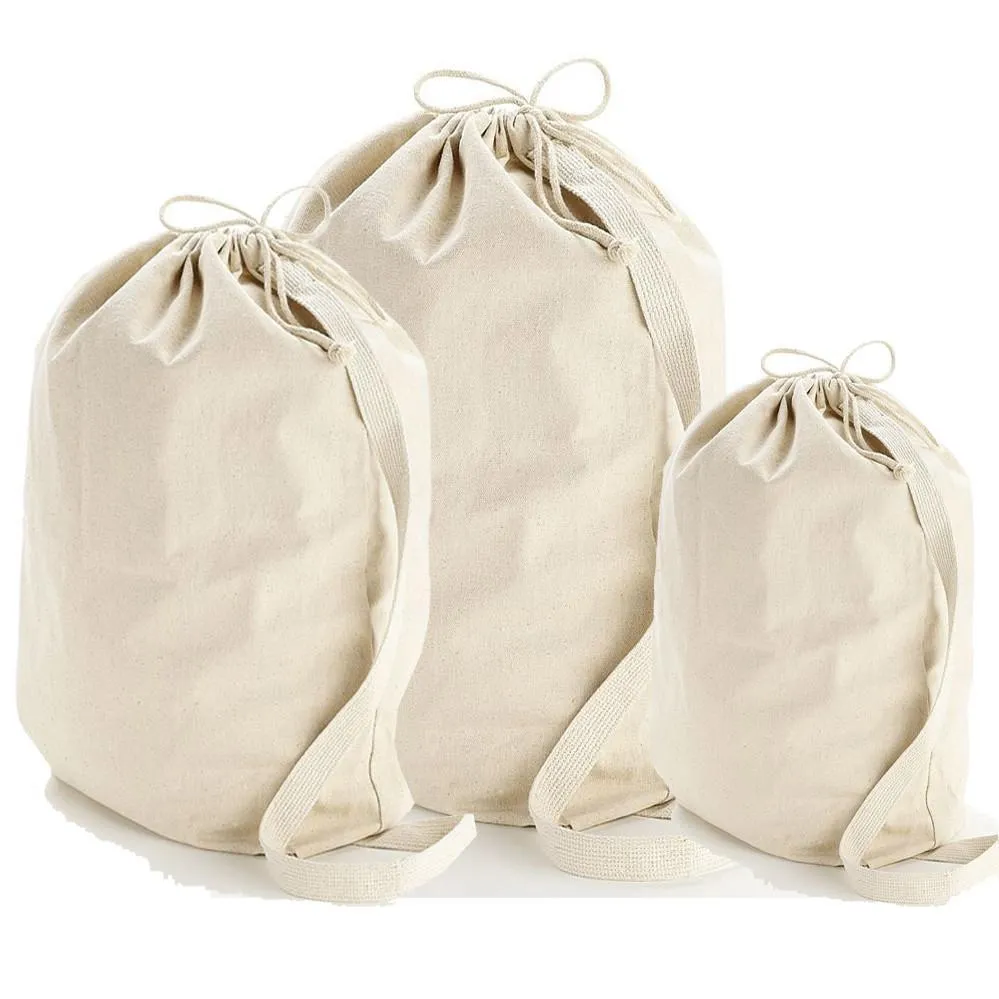 Wholesale Heavy Canvas Laundry Bags W/Shoulder Strap