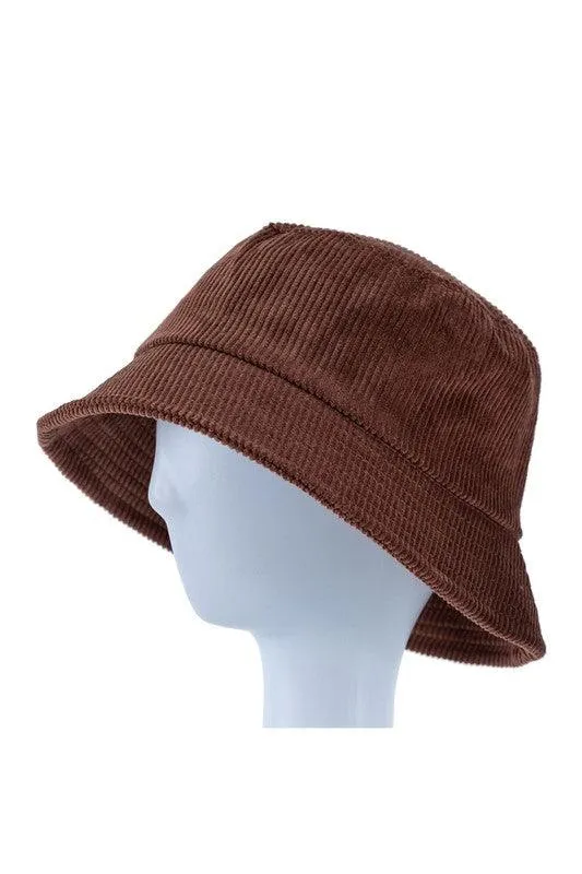 Woman Solid Color Corduroy Bucket Hat