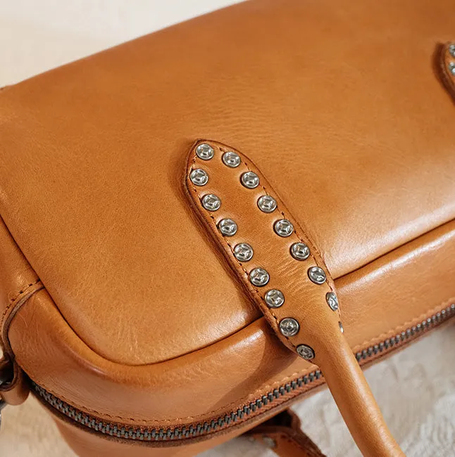 Womens Beautiful Leather Handbags Rivets Studded Leather Crossbody Purse