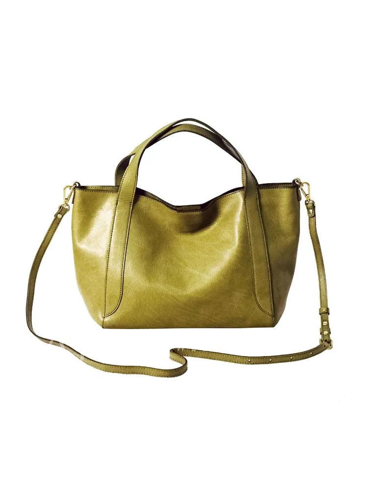 Women's Leather Bucket Tote Bag Tote Bucket Bag Leather Tote Bag Green