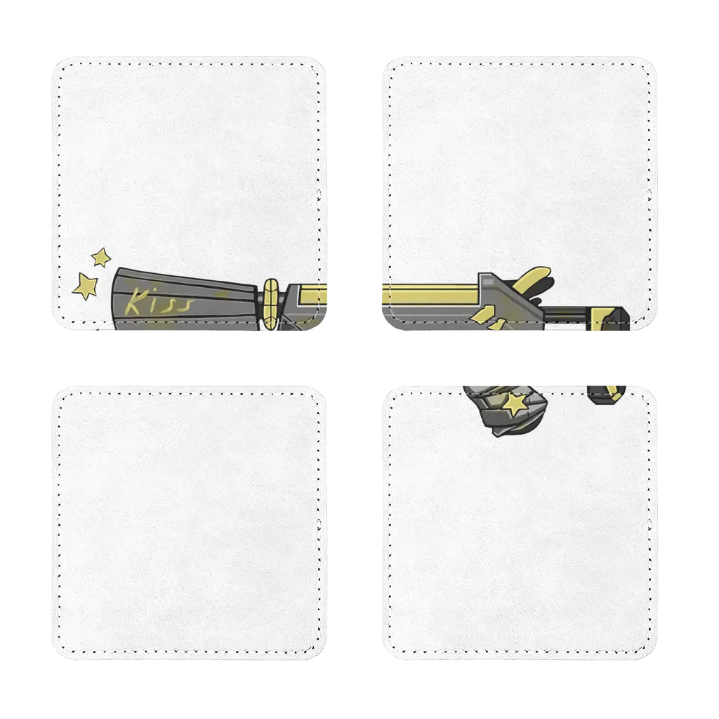 Yellow Weapon Sublimation Coasters Pack of Four