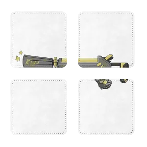 Yellow Weapon Sublimation Coasters Pack of Four