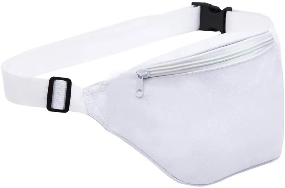 Zip Running Fanny Pack for Women and Men,Canvas Waist Bag with Adjustable Strap for Outdoors Workout Running,Hiking,Traveling,Biking,Rave and Festival